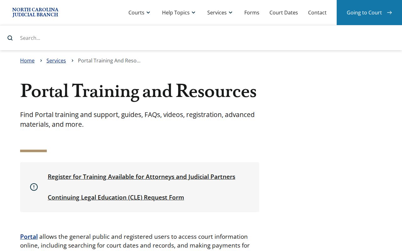 Guilford County case search Portal training and resource materials