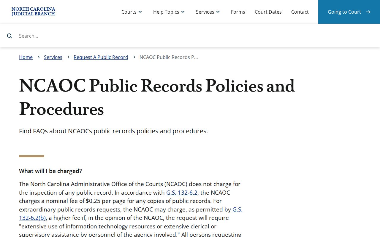 Guilford County court records NCAOC public-record policy distinction
