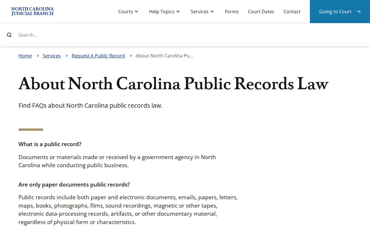 Guilford County court records North Carolina public-records law information