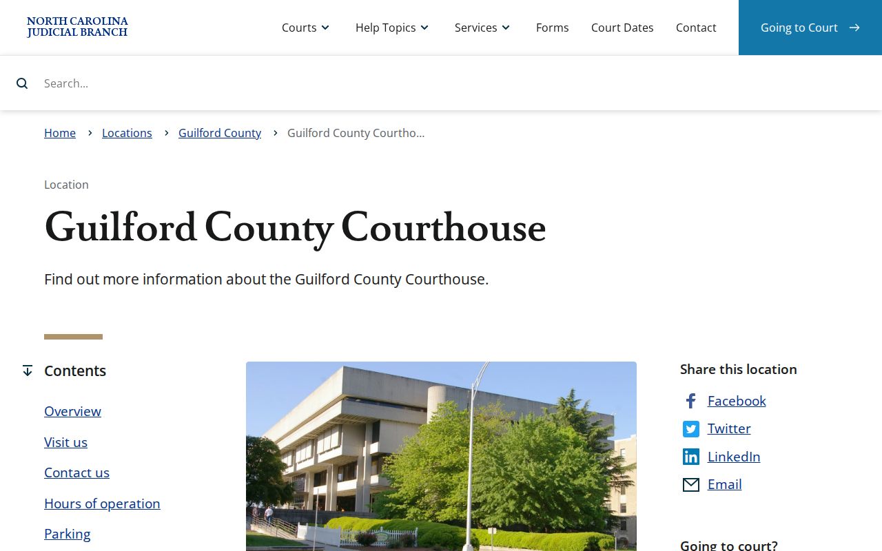 Greensboro court records route at the Guilford County courthouse