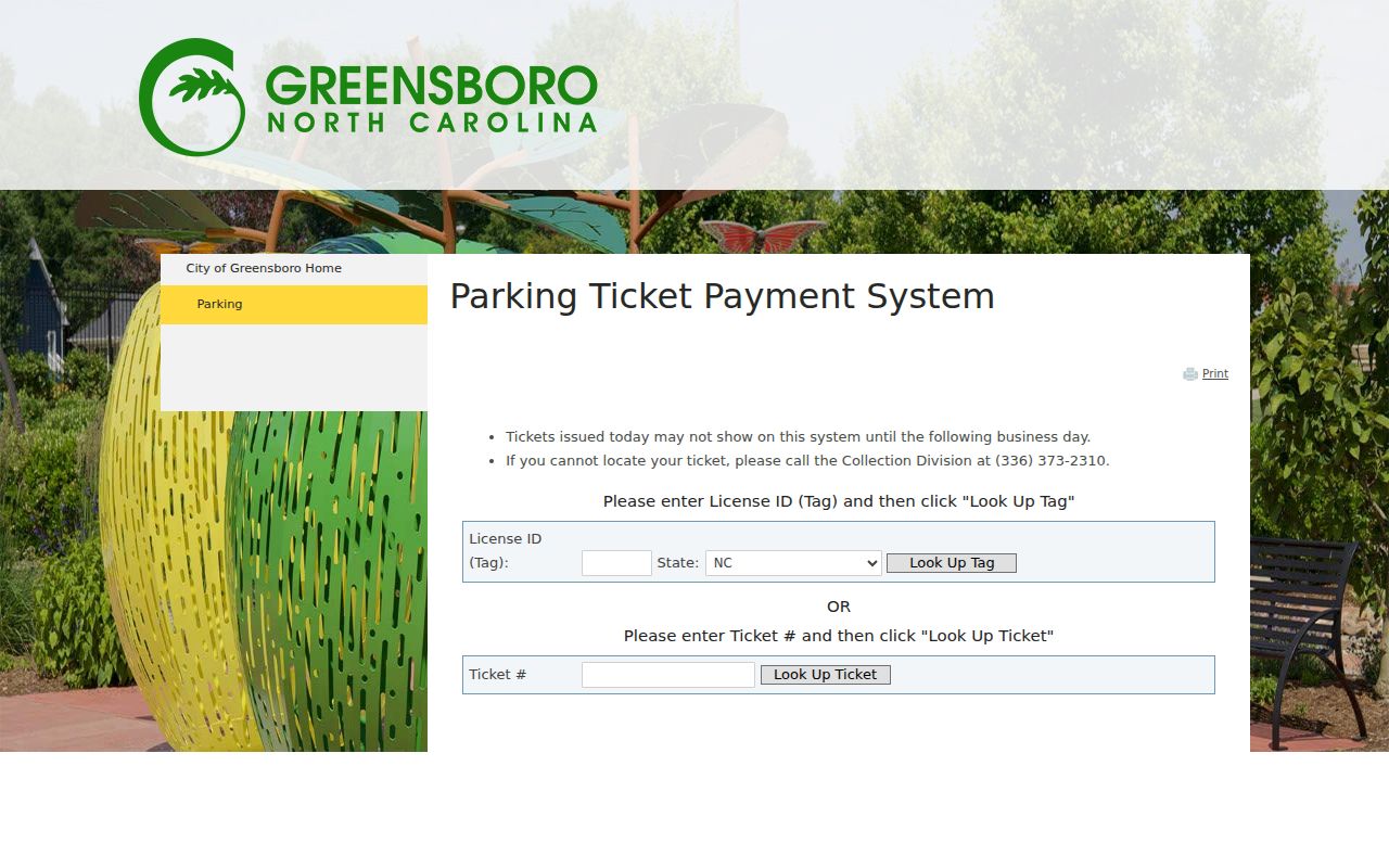 Greensboro parking record lookup separate from court records