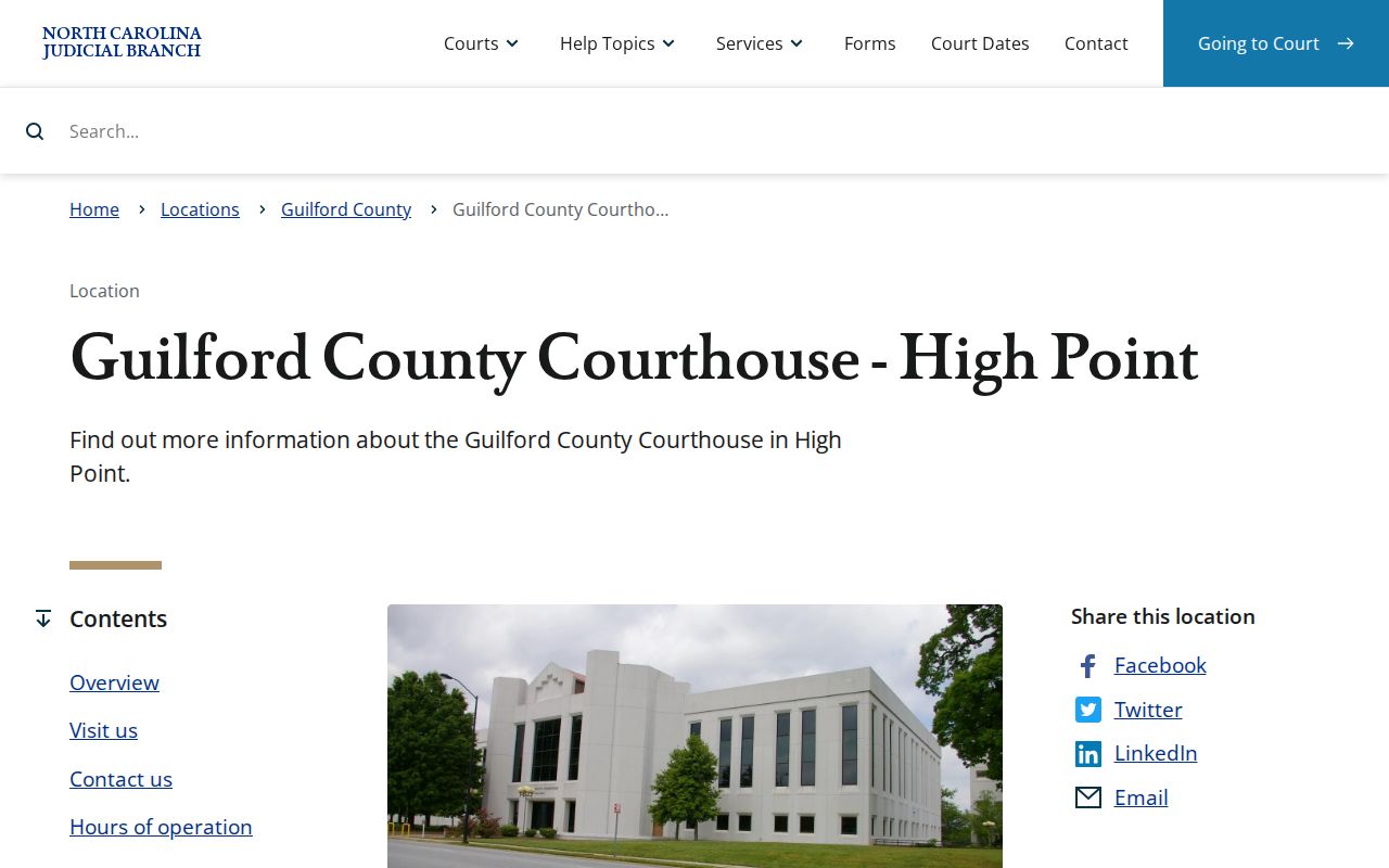 High Point court records at the Guilford County courthouse division